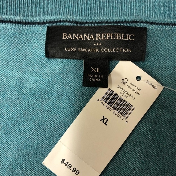 Banana Republic Factory Luxe Sweater Blue V Neck Mens Size XL NWT - Picture 3 of 6